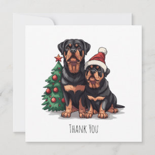 Dank u Kerstmis Rottweiler Hond Kerstboom Bedankkaart