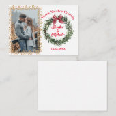 Dank u Kerstmis vakantie krans bruiloft foto Notitiekaartje (Voorkant / Achterkant)