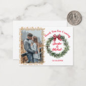 Dank u Kerstmis vakantie krans bruiloft foto Notitiekaartje (Voorkant / Achterkant in situ)