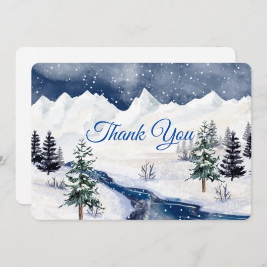 Dank u, Kerstmis Winter Bruiloft Custom Bedankkaart (Voorkant / Achterkant)