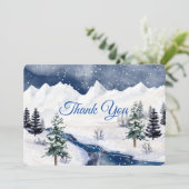 Dank u, Kerstmis Winter Bruiloft Custom Bedankkaart (Staand voorkant)