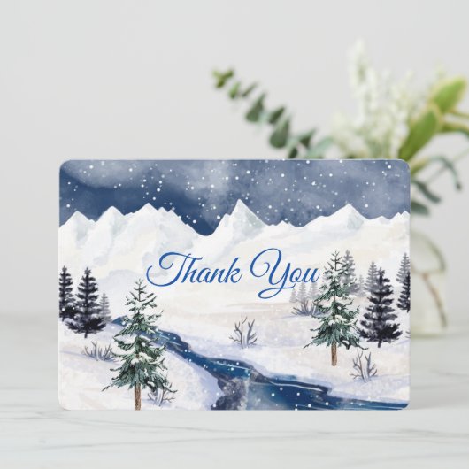 Dank u, Kerstmis Winter Bruiloft Custom Bedankkaart (Staand voorkant)