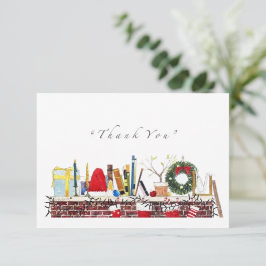 Dank u - Kerstthema Bedankkaart (Staand voorkant)