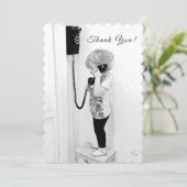Dank u, kind, oude telefoon, B & W Art Feestdagenkaart (Staand voorkant)