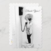 Dank u, kind, oude telefoon, B & W Art Feestdagenkaart (Voorkant / Achterkant)