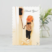 Dank u, kind, oude telefoon, foto kunst feestdagenkaart (Staand voorkant)