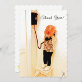 Dank u, kind, oude telefoon, foto kunst feestdagenkaart (Voorkant / Achterkant)