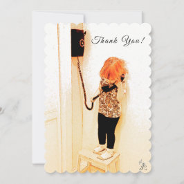 Dank u, kind, oude telefoon, foto kunst feestdagenkaart