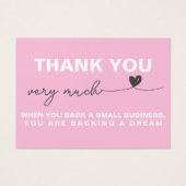 Dank u Klantwaardering Roze notitiehart Visitekaartje (Voorkant)