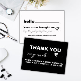 Dank u Klantwaardering Zwart notitiehart Visitekaartje