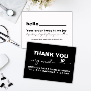 Dank u Klantwaardering Zwart notitiehart Visitekaartje