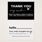 Dank u Klantwaardering Zwart notitiehart Visitekaartje (Voorkant /achterkant)