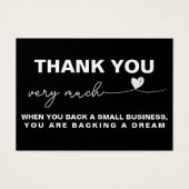 Dank u Klantwaardering Zwart notitiehart Visitekaartje (Voorkant)