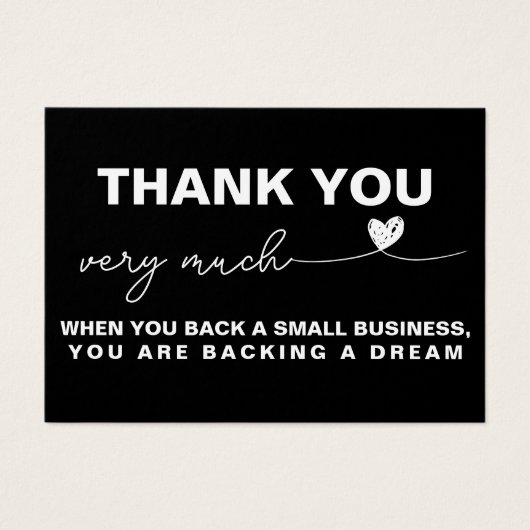 Dank u Klantwaardering Zwart notitiehart Visitekaartje (Voorkant)