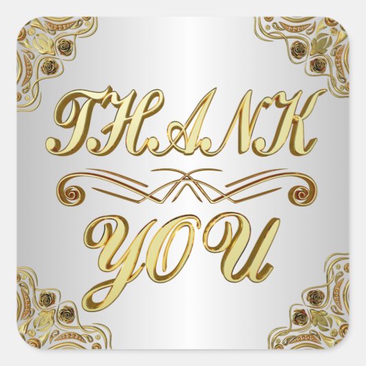 DANK U Klassiek Goud en Zilver Stijlvol Vierkante Sticker (Voorkant)