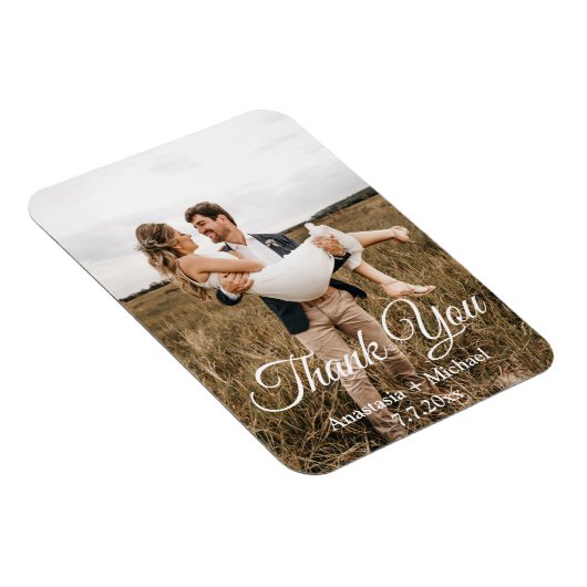 dank u, klassiek manuscript, trouwfoto magneet (Rechterzijde)