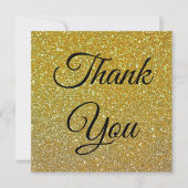Dank u, klassiek script, gouden luxe glitters notitiekaartje (Voorkant)