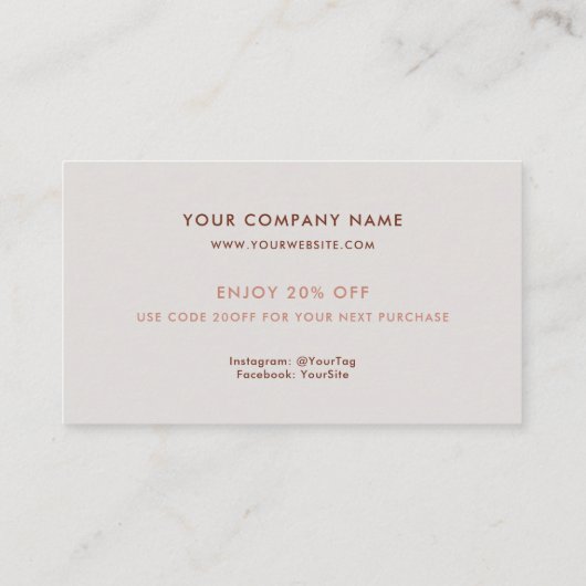 Dank u Kleine Bedrijf Moderne Blush Pastels Kortingskaartje (Achterkant)