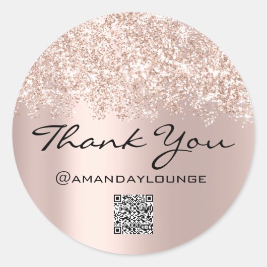 Dank u Kleine BedrijfsConfetti Roos URCode Naam Ronde Sticker (Voorkant)