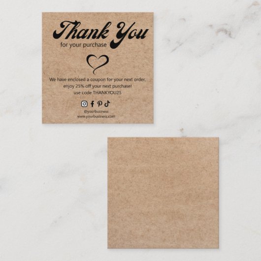 Dank u kleine bedrijven sociale media kraft informatiekaartje (Voorkant / Achterkant)