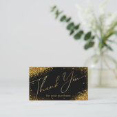 Dank u kleine bedrijven zwart gouden glitters informatiekaartje (Staand voorkant)