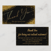 Dank u kleine bedrijven zwart gouden glitters informatiekaartje (Voorkant / Achterkant)