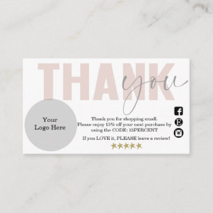 Dank u, kleine onderneming, pakkettussenvoegsel visitekaartje