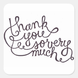 Dank u kleine vierkante stickers