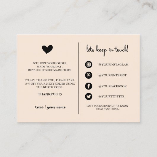 Dank u kleine zakelijke orde invoegen Kaart Visitekaartje (Achterkant)