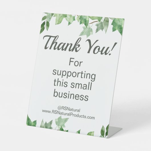 Dank U Kleine Zakelijke Tak Leaf Reclamebord Met Voetstuk (Voorkant)