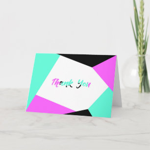 Dank u kleurblok Kaart   Zwart Blauwgroen Roze