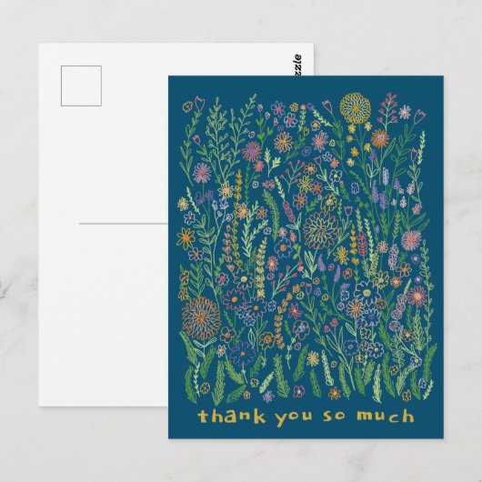 Dank u Kleurrijke Bloemen Velden Meadow Bloemen Briefkaart (Voorkant / Achterkant)