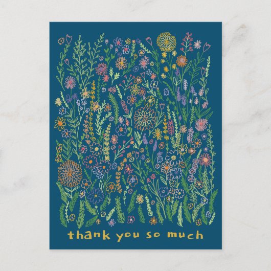 Dank u Kleurrijke Bloemen Velden Meadow Bloemen Briefkaart (Voorkant)