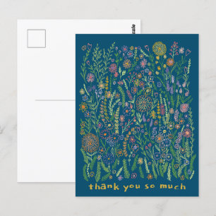 Dank U Kleurrijke Bloemen Velden Weide Bloem  Briefkaart