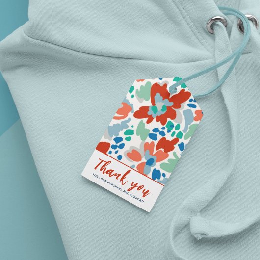 Dank u kleurrijke bloemenkleding cadeaulabel