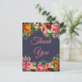 Dank u, kleurrijke florale achtergrond briefkaart (Staand voorkant)