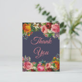 Dank u, kleurrijke florale achtergrond briefkaart (Staand voorkant)