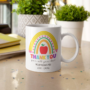 Dank u kleurrijke leraar waardering regenboog koffiemok