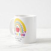 Dank u kleurrijke leraar waardering regenboog koffiemok (Voorkant links)
