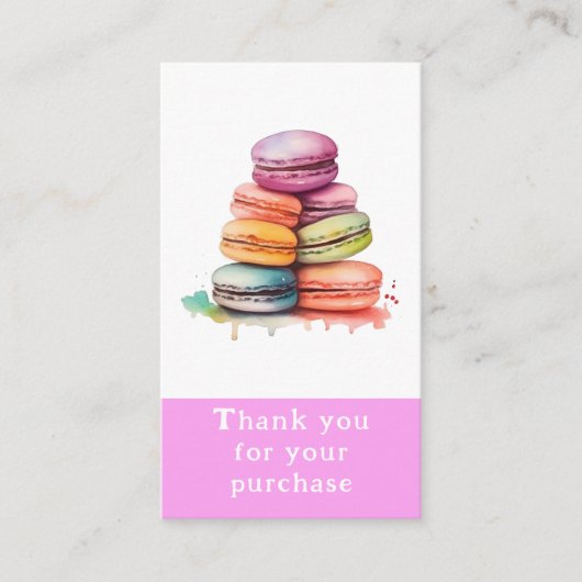 Dank u kleurrijke macarons informatiekaartje (Voorkant)