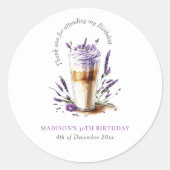 Dank u Koffie Latte Verjaardag Gepersonaliseerd Ronde Sticker (Voorkant)