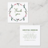 Dank u kolibrie krans vierkante visitekaartje (Voorkant / Achterkant)