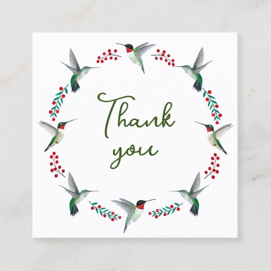 Dank u kolibrie krans vierkante visitekaartje (Voorkant)