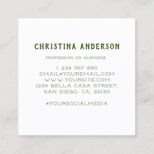 Dank u kolibrie krans vierkante visitekaartje (Achterkant)