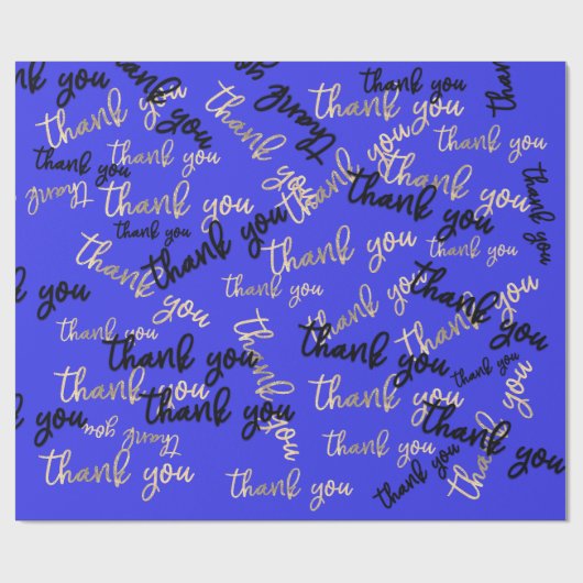 Dank u Koninklijke Blauwe Gouden Kaligrafie Script Cadeaupapier (Vlak)