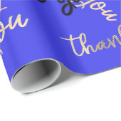 Dank u Koninklijke Blauwe Gouden Kaligrafie Script Cadeaupapier (Rol Hoek)