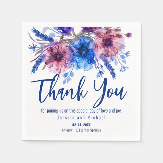 💍Dank u Korenbloemen en Lavendel Servet (Voorkant)