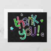 Dank u krijt tekst op zwart briefkaart (Voorkant / Achterkant)