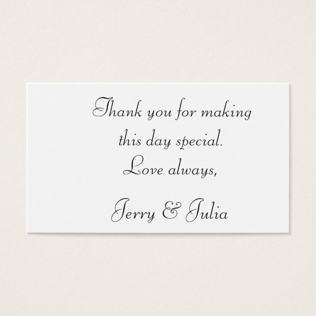 Dank u label 2 zijdig visitekaartje (Voorkant)