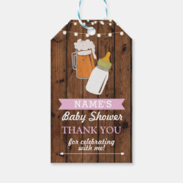 Dank u Label Baby shower Brouwen Meisje Beer Roze Cadeaulabel
